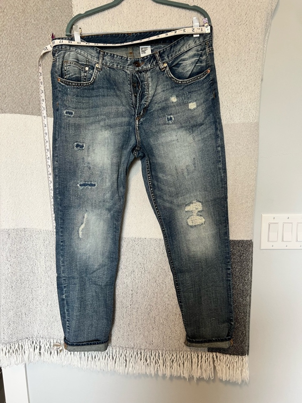 H&M boyfriend Distressed Denim Jeans - Faded Blue